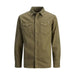 Olive green Jack & Jones men button-up shirt featuring two chest pockets
