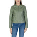 Olive green faux leather jacket from BYoung Women’s Green Long Jacket with Zip