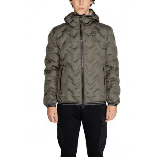 Doudoune matelassée vert olive avec capuche et fermeture éclair de Blauer veste pour homme