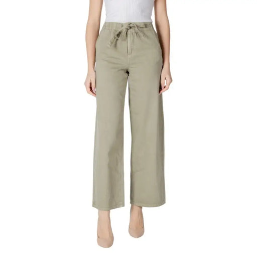 Olive Green Wide Leg Pants displayed on a neutral background showcasing their stylish design