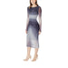 Ombre Long Sleeved Mesh Midi Dress showcasing gradient color and elegant design