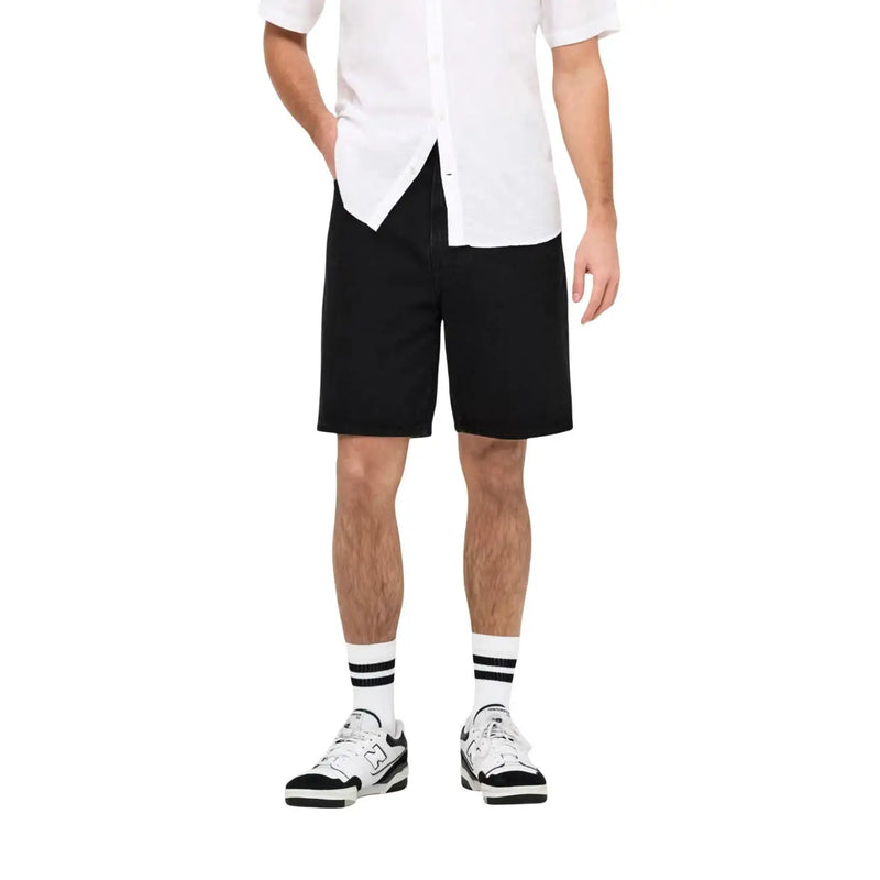 Only Short en jean Fade pour femme, en coton noir, coupe droite et poches latérales, vue de face