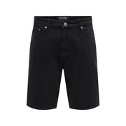 Only Short en jean Fade pour femme, en denim noir, cinq poches et détails argentés, vue de face