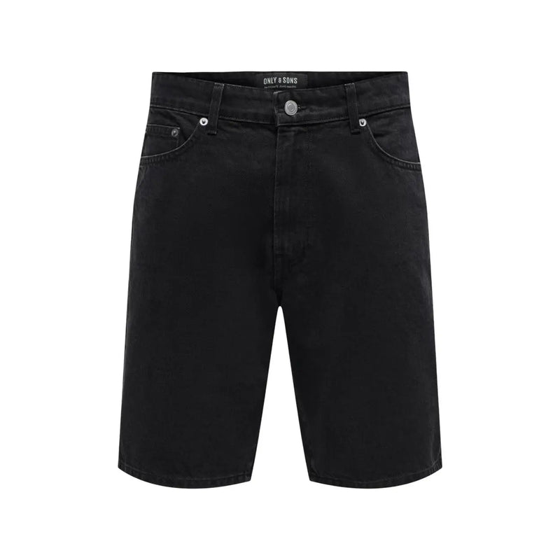 Only Short en jean Fade pour femme, en denim noir, cinq poches et détails argentés, vue de face