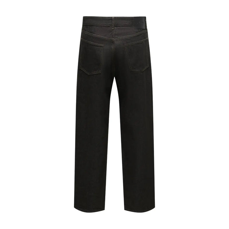 Only Jean ample ONSFAREL pour femme en denim noir à jambes larges, ourlet droit et poches arrière classiques (vue de dos)