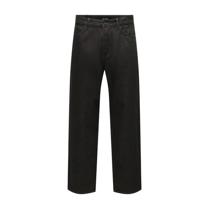 Only Jean ample à jambes larges Onsfarel pour femme, noir, cinq poches, vue de face
