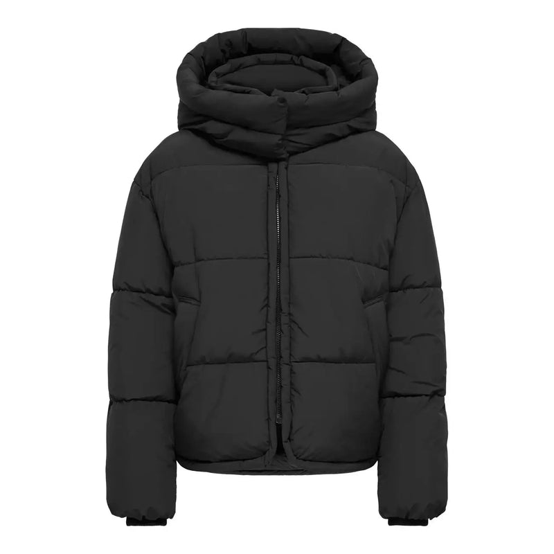 Only Doudoune noire pour femme, matelassée et à capuche, vue de face
