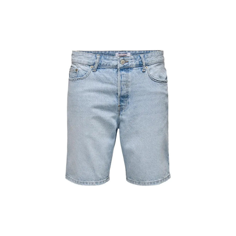 Only short en jean clair pour femme, coupe classique cinq poches et fermeture boutonnée, vue de face