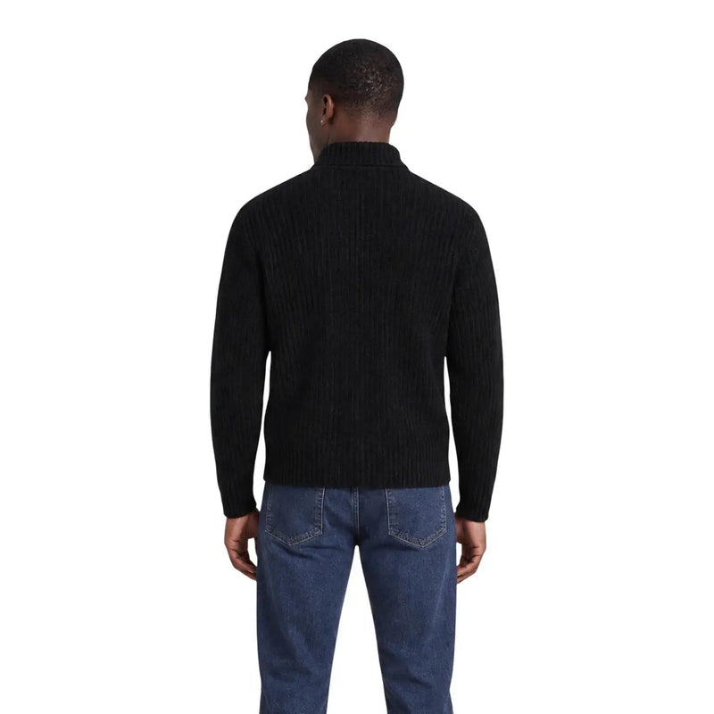 Only & Sons Gilet FRAME RLX pour homme en maille côtelée noire à col roulé, vue de face