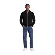 Only & Sons Cardigan FRAME RLX pour homme en maille côtelée noire, fermeture éclair et deux poches avant, vue de face