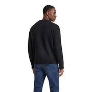 Only Gilet Sons Tune pour homme en maille noire avec poignets et ourlet côtelés, vue de face