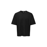 Black oversized crew neck t-shirt with short sleeves from Only Sons made for casual wear