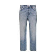 Lavage léger only Jeans bleus en coton pour homme, confectionnés dans un mélange de tissus biologiques et dotés d'une coupe droite et de cinq poches.