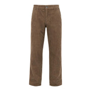 Only Pantalon en velours côtelé marron pour homme, coupe droite classique, détails de coutures apparentes.