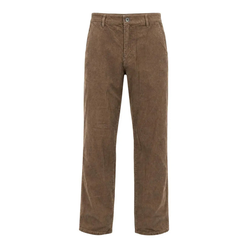 Only Pantalon en velours côtelé marron pour homme, coupe droite classique, détails de coutures apparentes.