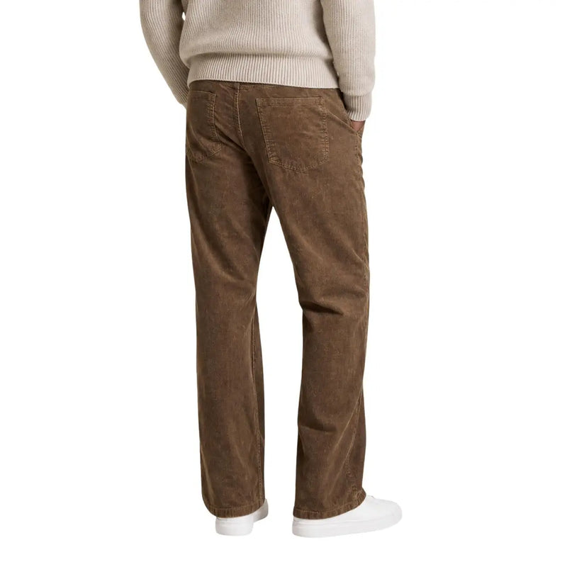 Only Pantalon en velours côtelé marron droit pour homme, coupe classique décontractée et tissu résistant.