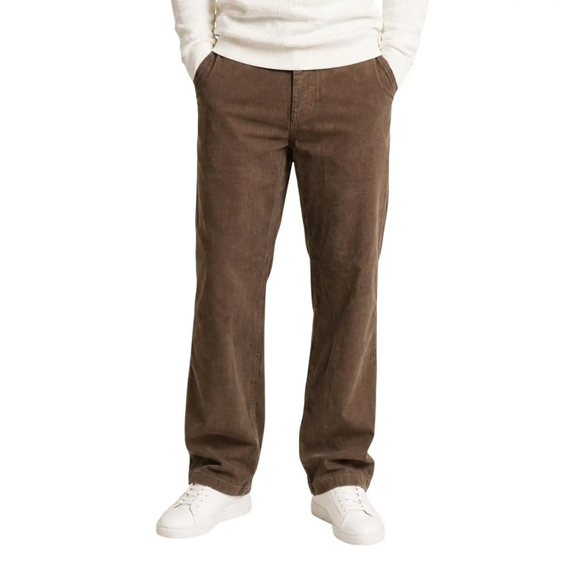 Only Pantalon en velours côtelé marron pour homme, coupe droite, style décontracté et cinq poches classiques.