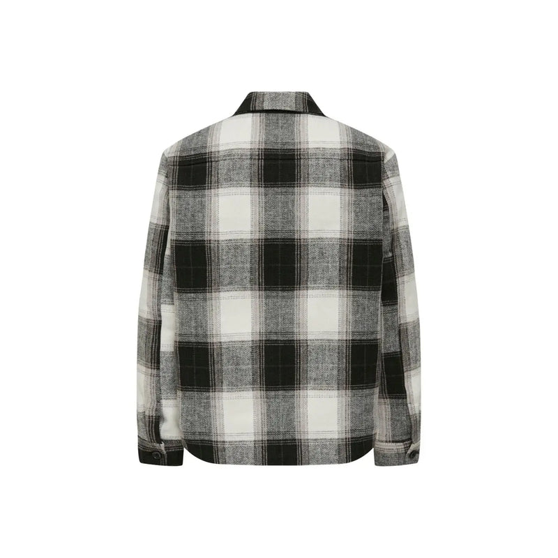 Only Blazer à carreaux pour homme de la marque and Sons, en polyester noir avec un tissu tissé en flanelle à carreaux noirs et blancs texturés.