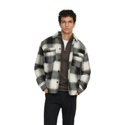 Only Blazer à carreaux pour homme, veste en flanelle de polyester noir avec fermeture boutonnée, deux poches poitrine et col.