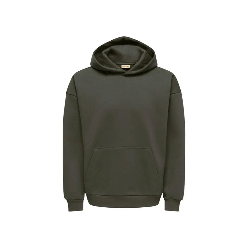 Only Sweat à capuche gris pour homme And Sons, avec poche avant et poignets côtelés, en mélange de coton.
