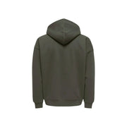 Sweat à capuche vert olive, coupe décontractée et poignets côtelés, en mélange de coton. only et fils hommes
