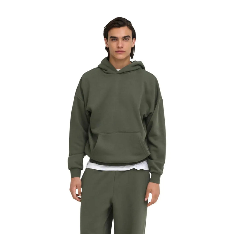 Sweat à capuche oversize vert olive avec poche avant et poignets côtelés, en mélange de coton. Only Et fils