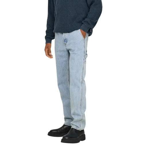 Jean en denim clair délavé, coupe décontractée, poches cargo, 100 % coton. Only Jeans homme Sons bleus 22031087