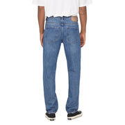 Only Jean en coton bleu clair pour homme, coupe droite classique, délavage bleu denim