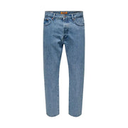 Only Jean en coton bleu clair pour homme de la marque and Sons, coupe classique cinq poches et étiquette de marque visible à la ceinture.