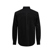 Only & Sons men shirt black long-sleeved button-up with classic collar and tailored fit in cotton material
