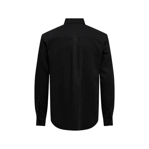 Only & Sons men shirt black long-sleeved button-up with classic collar and tailored fit in cotton material