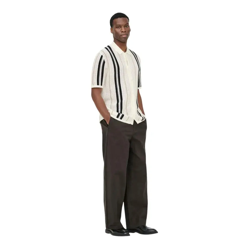 couleur crème only polo pour homme et fils avec de larges rayures verticales noires en maille de coton