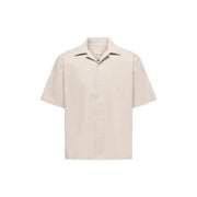 Chemise beige à manches courtes boutonnée, col classique et design minimaliste par Only Fils pour hommes