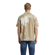 Only & Sons Chemise homme beige et blanche tie-dye à manches courtes boutonnée en tissu léger