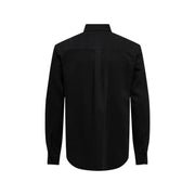 Only & Sons Chemise noire pour homme, manches longues, boutonnée, col classique et coupe ajustée, en coton.
