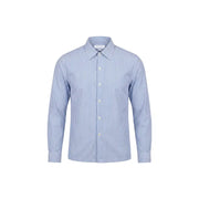 Only & Sons Chemise homme classique à manches longues boutonnée, à fines rayures verticales bleues et blanches, avec col et poignets impeccables.