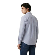Only & Sons Chemise homme à fines rayures verticales bleu marine et blanches, confectionnée dans un mélange de coton frais, manches longues et boutons.