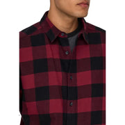 Only & Sons Chemise homme en flanelle à carreaux rouges et noirs avec col boutonné pour une tenue décontractée