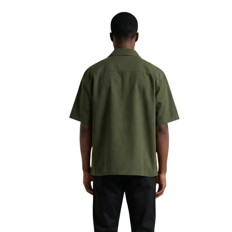 Only & Sons Chemise homme vert olive à manches courtes, boutonnée, avec col classique et design minimaliste