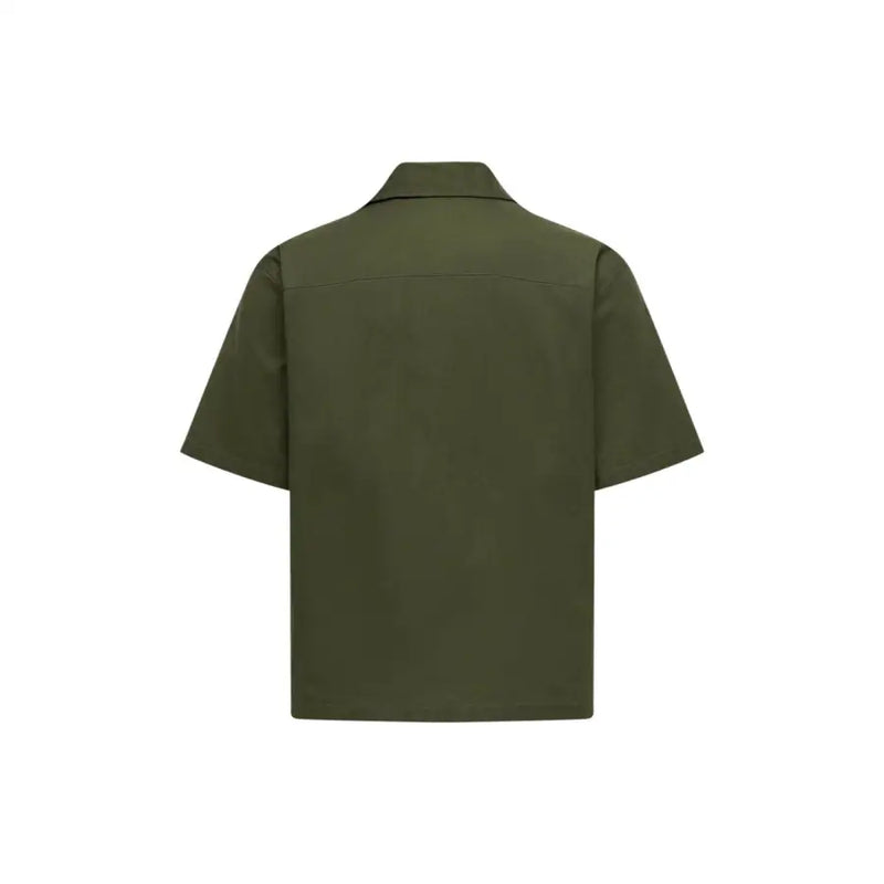 Only & Sons Chemise homme vert olive à manches courtes, col classique, fermeture boutonnée et design minimaliste