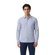 Only & Sons men shirt in light blue and white vertical stripes with a classic collar and long button-down sleeves