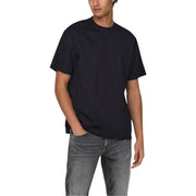 Only & Sons homme pull noir t-shirt avec une coupe décontractée en coton doux pour un style décontracté