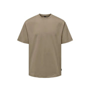 Only & Sons pull ras du cou beige pour homme t-shirt à manches courtes et étiquette latérale discrète, confectionnée dans une matière douce