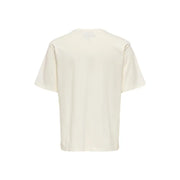 Only & Sons hommes t-shirt T-shirt crème à manches courtes, col rond et logo discret à l'encolure, en coton.