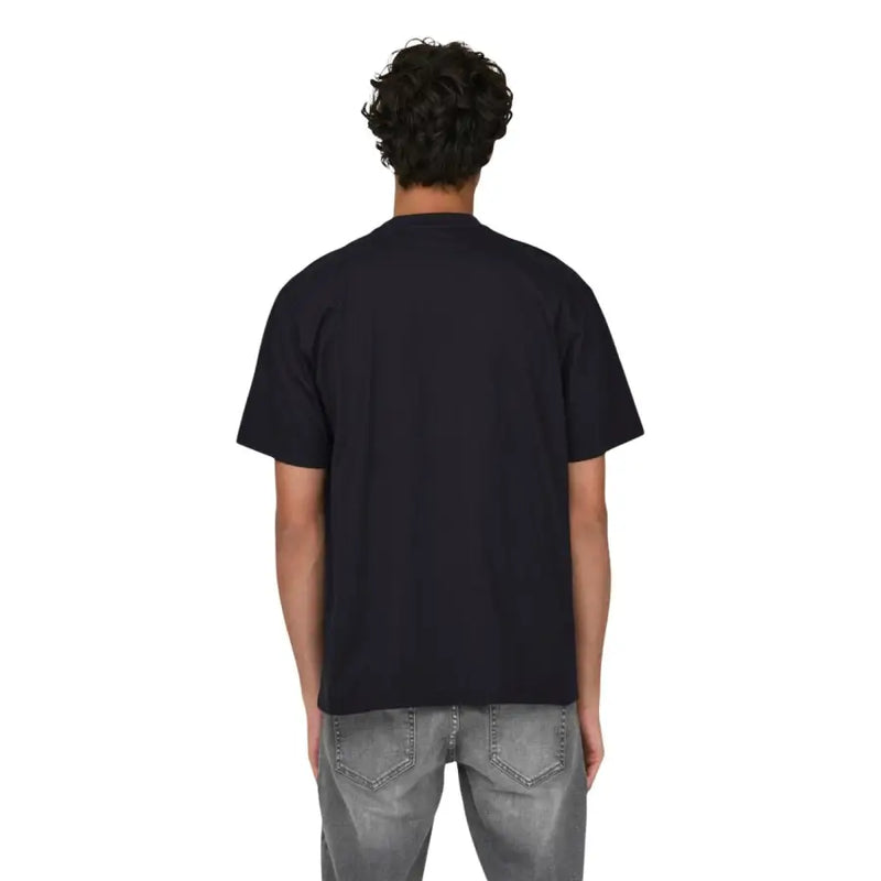 T-shirt noir à manches courtes et col rond en coton t-shirt pour hommes par Only Sons idéaux pour les tenues décontractées