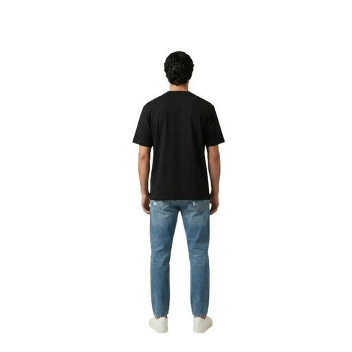 Only et fils hommes t-shirt T-shirt noir à manches courtes et col rond en coton doux pour une tenue décontractée