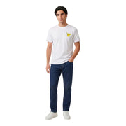 Only & Sons coton blanc pour hommes t-shirt avec un petit dessin de Pikachu jaune sur la poitrine gauche