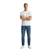 Only & Sons T-shirt homme blanc en coton bio avec petit logo vert brodé sur la poitrine gauche, taille M