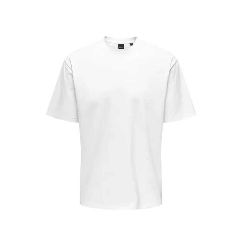 Col rond blanc t-shirt à manches courtes en tissu de coton doux de Only & Sons hommes t-shirt collection