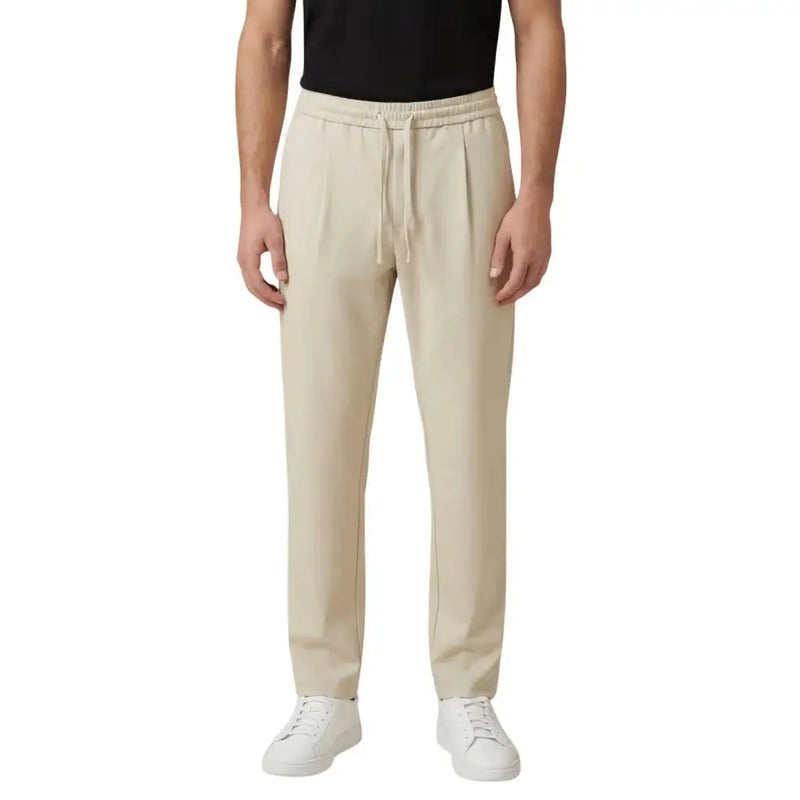 Pantalon plissé beige pour homme par Only & Sons avec ceinture élastique et cordon de serrage pour un confort optimal